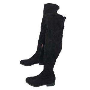 Marc Fisher Jaywalk Over The Knee Boots Womens Size 6M Faux Suede Studs Black